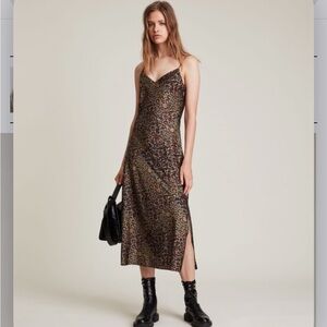 All Saints Tiana Size 6 US Animal Print Midi Dress